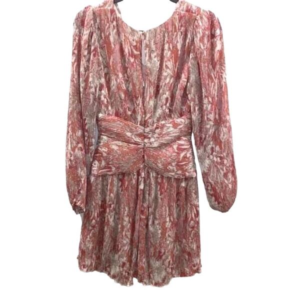 ASTR V-Neck Plisse Wrap Mini Dress Size Small in Coral Floral NWT - Picture 3 of 9